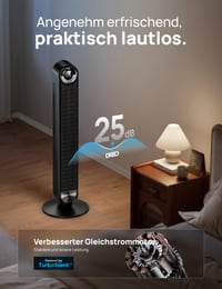 Inteligentný stĺpový ventilátor DREO Cruiser Pro T2S, 106 cm, tichý chod 25 dB, 9 rýchlostí, 4 režimy, oscilácia 90°, 12-hodinový časovač, diaľkové ovládanie, hlasové ovládanie, čierny 3