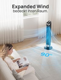 Inteligentný stĺpový ventilátor DREO Cruiser Pro T2S, 106 cm, tichý chod 25 dB, 9 rýchlostí, 4 režimy, oscilácia 90°, 12-hodinový časovač, diaľkové ovládanie, hlasové ovládanie, čierny 4