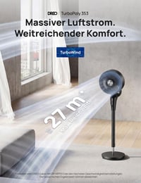 Tichý stojanový ventilátor DREO do spálne, prietok vzduchu 27 m, oscilácia 90°, jednosmerný motor, 8 rýchlostí, 3 režimy, výška 96 – 106 cm, 8-hodinový časovač, sklon 105° 2