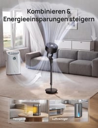 Tichý stojanový ventilátor DREO do spálne, prietok vzduchu 27 m, oscilácia 90°, jednosmerný motor, 8 rýchlostí, 3 režimy, výška 96 – 106 cm, 8-hodinový časovač, sklon 105° 7