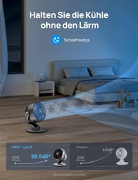 Inteligentný stolný ventilátor DREO Lynx S do spálne a kancelárie, tichá prevádzka 28 dB, diaľkové ovládanie, dosah prúdenia vzduchu 21 m, 4 rýchlosti, 5 režimov, 12-hodinový časovač, 90° automatická oscilácia 3
