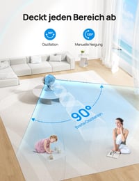 Inteligentný stolný ventilátor DREO Lynx S do spálne a kancelárie, tichá prevádzka 28 dB, diaľkové ovládanie, dosah prúdenia vzduchu 21 m, 4 rýchlosti, 5 režimov, 12-hodinový časovač, 90° automatická oscilácia 5