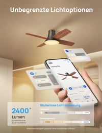 Stropný ventilátor DREO so svetlom, 12 rýchlostí, 3 režimy, tichý jednosmerný motor, stmievateľné LED, diaľkové ovládanie, ovládanie cez aplikáciu, 12-hodinový časovač, čierny 4