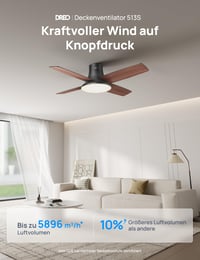 Stropný ventilátor DREO so svetlom, 12 rýchlostí, 3 režimy, tichý jednosmerný motor, stmievateľné LED, diaľkové ovládanie, ovládanie cez aplikáciu, 12-hodinový časovač, čierny 2