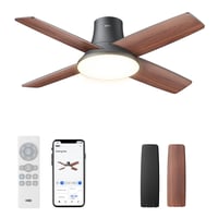 Stropný ventilátor DREO so svetlom, 12 rýchlostí, 3 režimy, tichý jednosmerný motor, stmievateľné LED, diaľkové ovládanie, ovládanie cez aplikáciu, 12-hodinový časovač, čierny 1