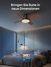 Stropný ventilátor DREO so svetlom, 12 rýchlostí, 3 režimy, tichý jednosmerný motor, stmievateľné LED, diaľkové ovládanie, ovládanie cez aplikáciu, 12-hodinový časovač, čierny 8
