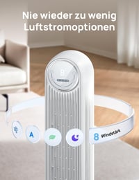 Stĺpový ventilátor DREO Nomad One, tichý, 90° oscilácia, 4 rýchlosti, 4 režimy, 8-hodinový časovač, s diaľkovým ovládaním, 92 cm, čierny 7