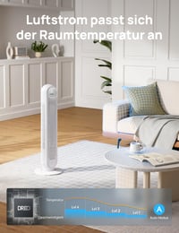 Stĺpový ventilátor DREO Nomad One, tichý, 90° oscilácia, 4 rýchlosti, 4 režimy, 8-hodinový časovač, s diaľkovým ovládaním, 92 cm, čierny 5