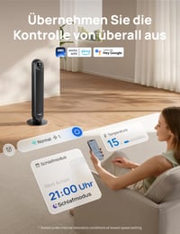 DREO Nomad One S pametni tihi toranjski ventilator, kontrola putem aplikacije i glasa, oscilacija 90°, s daljinskim upravljačem, 4 načina rada, 4 brzine, timer od 8 sati, crni 8