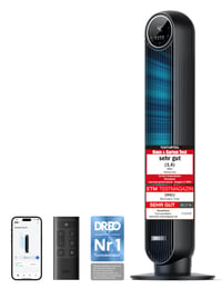 DREO Nomad One S pametni tihi toranjski ventilator, kontrola putem aplikacije i glasa, oscilacija 90°, s daljinskim upravljačem, 4 načina rada, 4 brzine, timer od 8 sati, crni 1