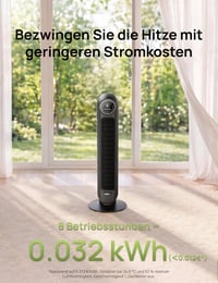DREO Nomad One S pametni tihi toranjski ventilator, kontrola putem aplikacije i glasa, oscilacija 90°, s daljinskim upravljačem, 4 načina rada, 4 brzine, timer od 8 sati, crni 9