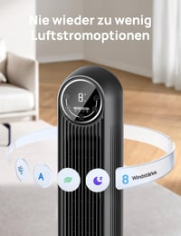 DREO Nomad One S pametni tihi toranjski ventilator, kontrola putem aplikacije i glasa, oscilacija 90°, s daljinskim upravljačem, 4 načina rada, 4 brzine, timer od 8 sati, crni 7