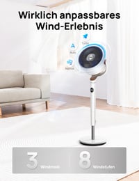 Inteligentný stojanový ventilátor DREO s RGB svetlom, oscilácia 120°+120°, tichá prevádzka 20 dB, 8-hodinový časovač, biely – bez diaľkového ovládania 10