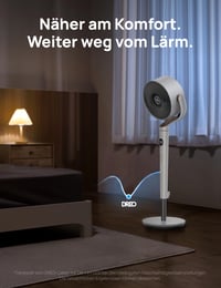 Inteligentný stojanový ventilátor DREO s RGB svetlom, oscilácia 120°+120°, tichá prevádzka 20 dB, 8-hodinový časovač, biely – bez diaľkového ovládania 11