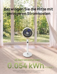 Inteligentný stojanový ventilátor DREO s RGB svetlom, oscilácia 120°+120°, tichá prevádzka 20 dB, 8-hodinový časovač, biely – bez diaľkového ovládania 12