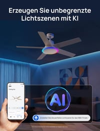 Inteligentný stropný ventilátor DREO so svetlom, 132 cm, 12 rýchlostí, 3 režimy, plynulé stmievanie LED svetla, tichý jednosmerný motor (DC), 12-hodinový časovač, diaľkové ovládanie/aplikácia/Alexa, biely 5