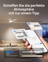 Inteligentný stropný ventilátor DREO so svetlom, 132 cm, 12 rýchlostí (aplikácia), 3 režimy, stmievateľné LED osvetlenie, tichý jednosmerný motor, 12-hodinový časovač, diaľkové ovládanie/Alexa, biely 4