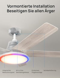 Inteligentný stropný ventilátor DREO so svetlom, 132 cm, 12 rýchlostí, 3 režimy, plynulé stmievanie LED svetla, tichý jednosmerný motor (DC), 12-hodinový časovač, diaľkové ovládanie/aplikácia/Alexa, biely 9