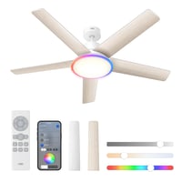 Inteligentný stropný ventilátor DREO so svetlom, 132 cm, 12 rýchlostí, 3 režimy, plynulé stmievanie LED svetla, tichý jednosmerný motor (DC), 12-hodinový časovač, diaľkové ovládanie/aplikácia/Alexa, biely 1
