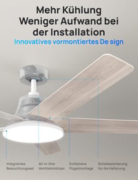 Inteligentný stropný ventilátor DREO so svetlom, 132 cm, 12 rýchlostí (aplikácia), 3 režimy, stmievateľné LED osvetlenie, tichý jednosmerný motor, 12-hodinový časovač, diaľkové ovládanie/Alexa, biely 8