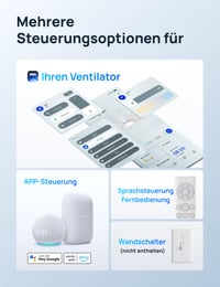 Inteligentný stropný ventilátor DREO so svetlom, 132 cm, 12 rýchlostí (aplikácia), 3 režimy, stmievateľné LED osvetlenie, tichý jednosmerný motor, 12-hodinový časovač, diaľkové ovládanie/Alexa, biely 6