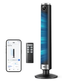 DREO Smart Állítható Magasságú Oszlopventilátor, 102-114 cm, DC Motor, 9 Fokozat, 4 Mód, 90° Oszcilláció, 20dB Csendes, 12H Timer, Google/Alexa 1