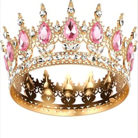 DRESHOW Baroková krištáľová tiara, koruna pre princeznú na svadbu - zlato-strieborná 2