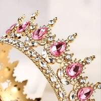 DRESHOW Baroková krištáľová tiara, koruna pre princeznú na svadbu - zlato-strieborná 3