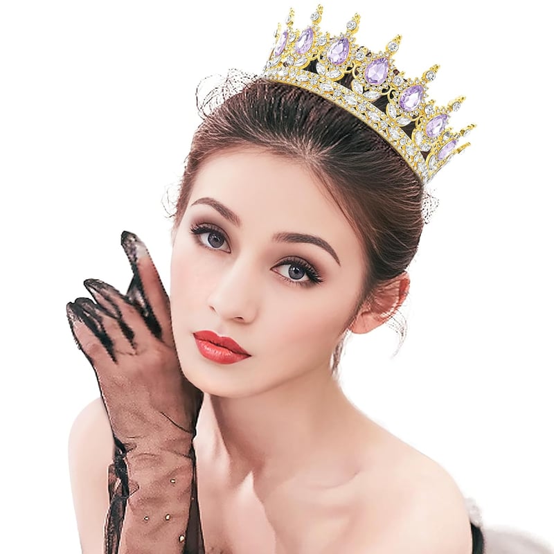 DRESHOW Kristály Barokk Tiara Korona Női Esküvői Fejdísz Strasszos