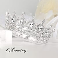 DRESHOW Kristály Barokk Tiara Korona Női Esküvői Fejdísz Strasszos 7