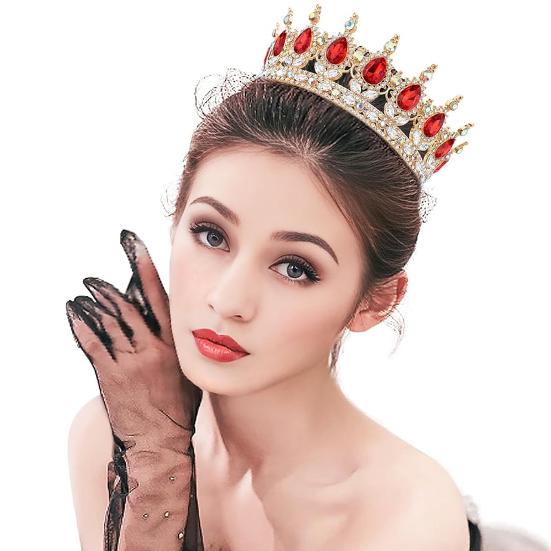 DRESHOW Kristály Barokk Tiara Korona Női Esküvői Fejdísz Strasszos Hercegnő