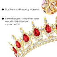 DRESHOW kristály barokk tiara korona esküvői fejdísz - arany-piros 2