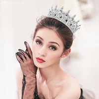 DRESHOW Kristály Barokk Tiara Korona Női Esküvői Fejdísz Strasszos 5