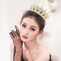 DRESHOW Kristály Barokk Tiara Korona Női Esküvői Fejdísz Strasszos 5