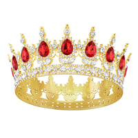 DRESHOW kristály barokk tiara korona esküvői fejdísz - arany-piros 1
