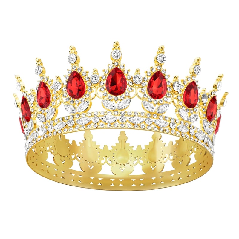 DRESHOW kristály barokk tiara korona esküvői fejdísz - arany-piros