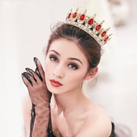 DRESHOW Kristály Barokk Tiara Korona Női Esküvői Fejdísz Strasszos Hercegnő 5