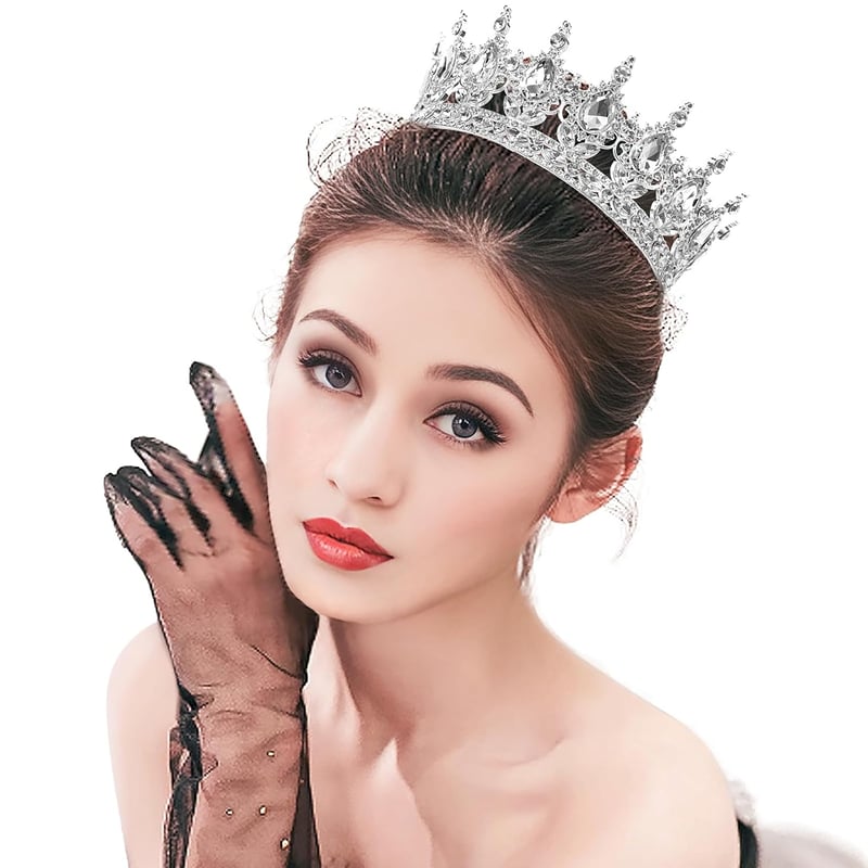 DRESHOW Kristály Barokk Tiara Korona Női Esküvői Fejdísz Strasszos