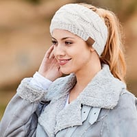 DRESHOW női meleg kötött fejpánt téli fülmelegítő vastag fleece béléssel 3
