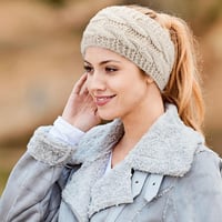 DRESHOW női meleg kötött fejpánt téli fülmelegítő vastag fleece béléssel 4