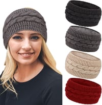 DRESHOW női meleg kötött fejpánt téli fülmelegítő vastag fleece béléssel 2