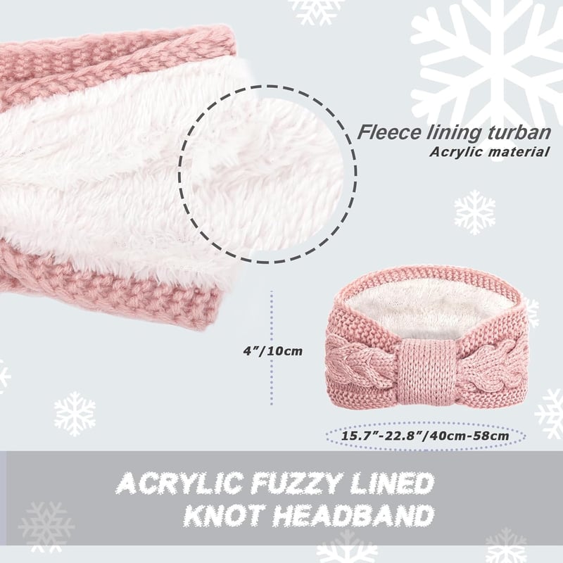 DRESHOW női téli fejpánt, vastag fleece béléssel, fülmelegítő, kötött hajpánt
