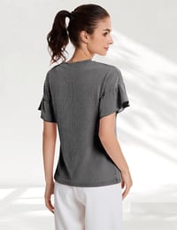 DRESSTELLS női nyári felső rövid ujjú elegáns ribbed kötött top 2