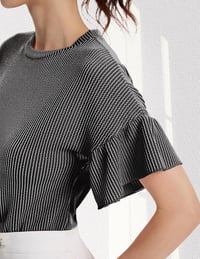 DRESSTELLS női nyári felső rövid ujjú elegáns ribbed kötött top 5