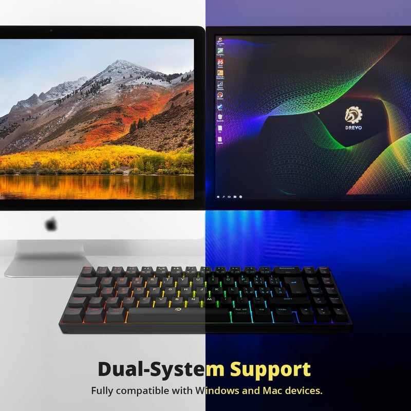 DREVO Calibur V2 Pro Bluetooth 5.1 Wireless RGB Mechanikus Gaming Billentyűzet 72 Gomb