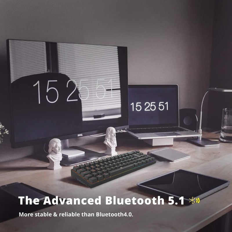 DREVO Calibur V2 Pro Bluetooth 5.1 Wireless RGB Mechanikus Gaming Billentyűzet 72 Gomb