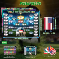 Drezesov 2026 Foci Világbajnokság Poszter Szett és Zászlófüzér, 10 m Kétoldalas Zászló és 2 db Nagy Focis Tervező Ajándék Szurkolóknak (A2, 5