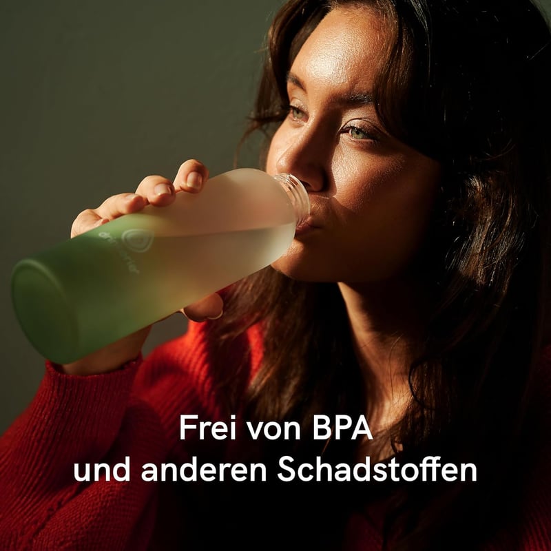 drinkerie 500 ml narancssárga üveg kulacs szilikon fogóval, szellőzővel és szűrővel