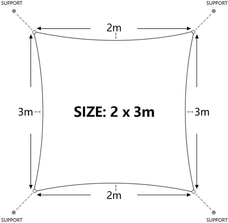 Dripex 2x3m Árnyékoló Vászon Vízálló Szürke UV Védelem Kert Terasz