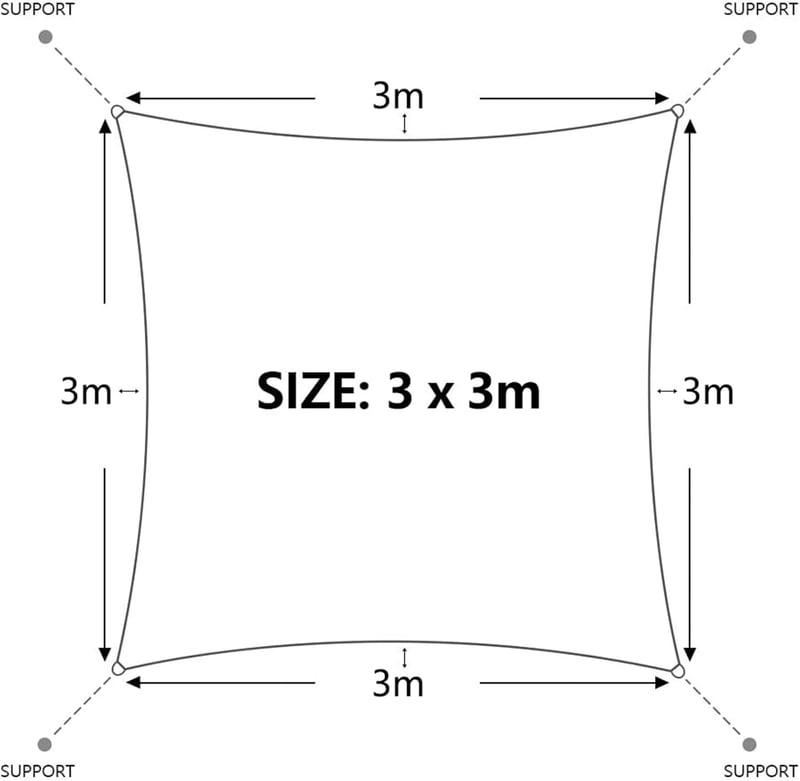 Dripex 3x3m Téglalap Napvédő Sátor UV Védelem Vízálló Erkély Kert Terasz Krém